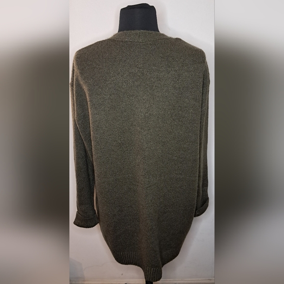 Cielo Women's Olive Green Oversized Open Front Knit Cardigan - Picture 5 of 7